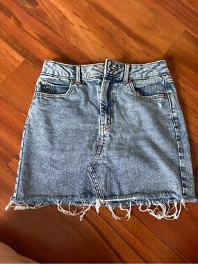 Target Light Blue Denim Frayed-Hem Mini Skirt
